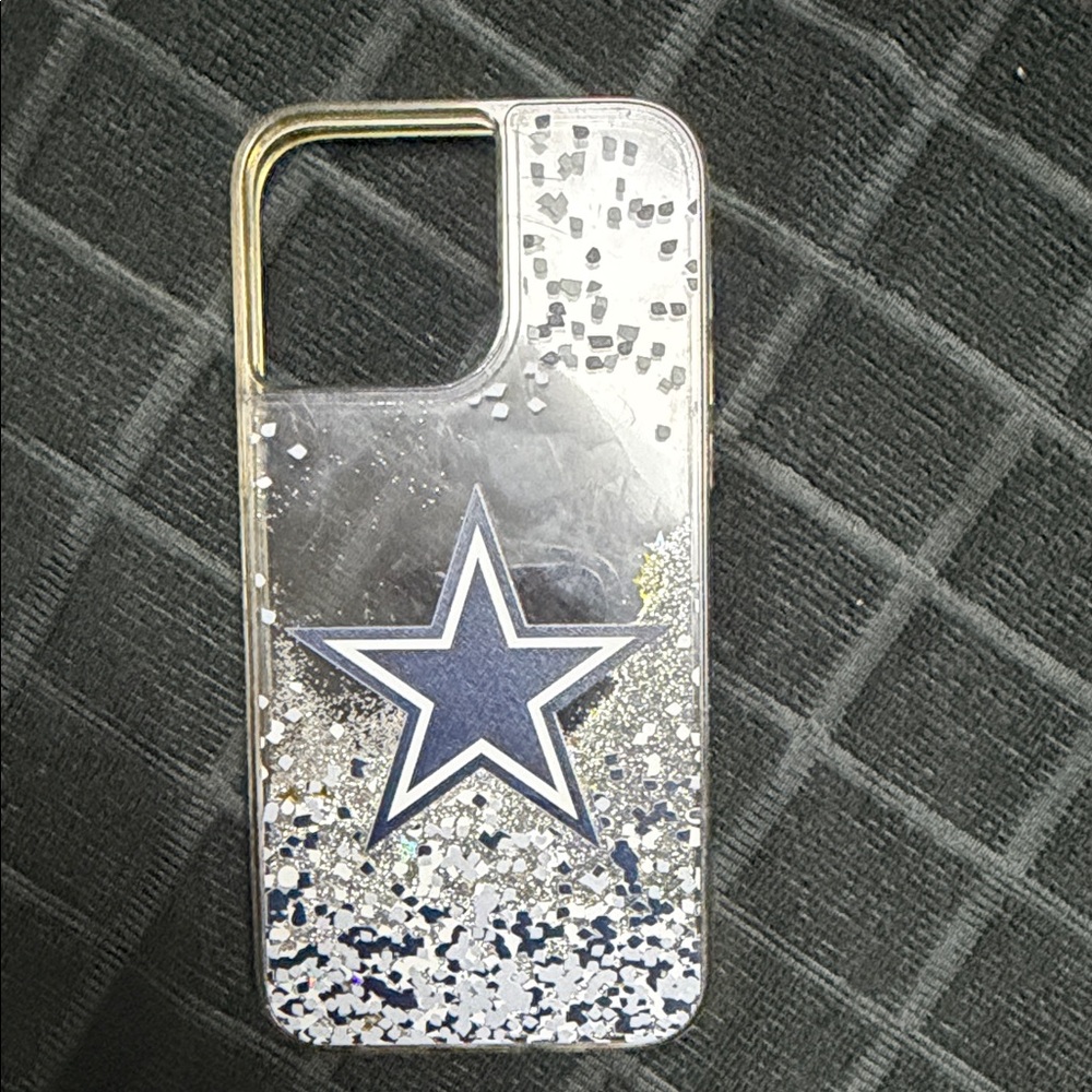 Dallas Cowboys Silver Glitter Star iPhone 14 Pro Max Phone Case